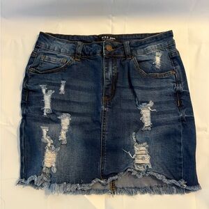 Wax Jean Blue Pencil Mini Skirt